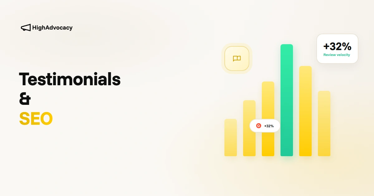 Testimonials SEO guide showing how customer reviews improve search rankings for B2B SaaS